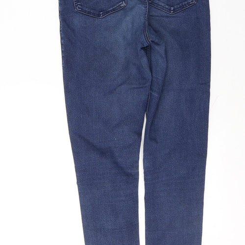 Topshop Womens Blue  Cotton Skinny Jeans Size 28 L32 in Regular Button