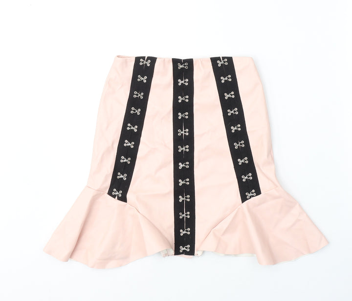 PRETTYLITTLETHING Womens Pink  Polyester Trumpet Skirt Size 6