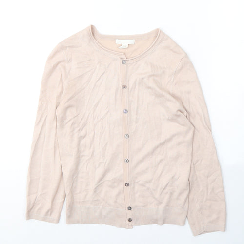 H&M Womens Pink Round Neck  Acrylic Cardigan Jumper Size XS