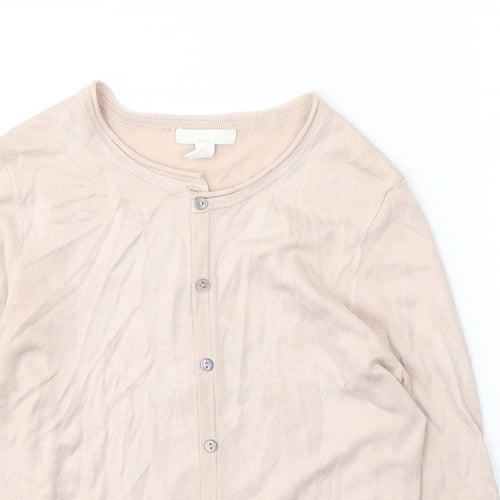H&M Womens Pink Round Neck  Acrylic Cardigan Jumper Size XS