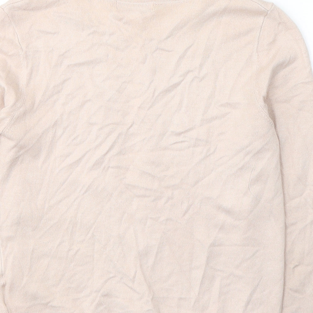 H&M Womens Pink Round Neck  Acrylic Cardigan Jumper Size XS