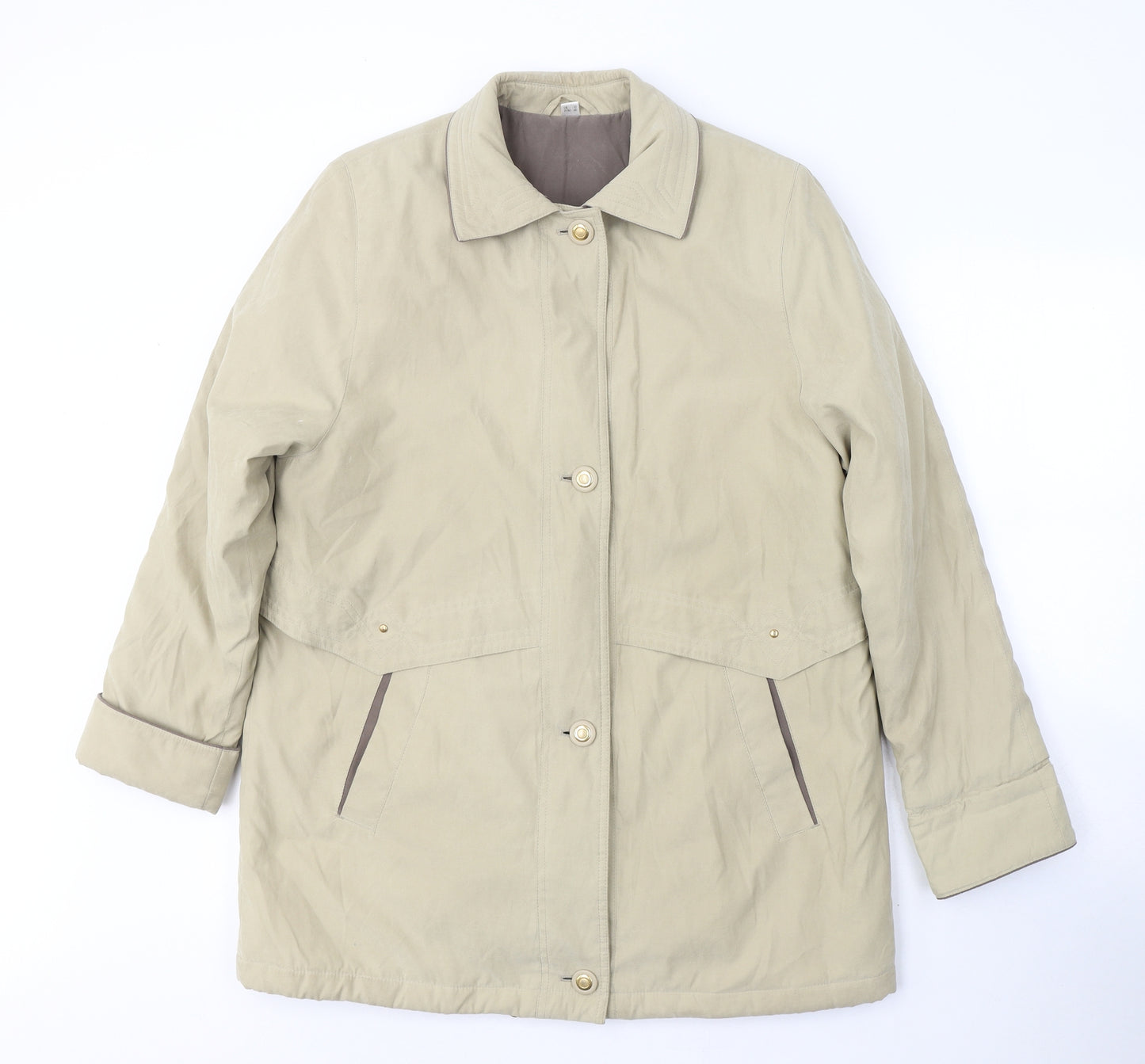 Preworn Womens Beige   Trench Coat Coat Size 12  Zip