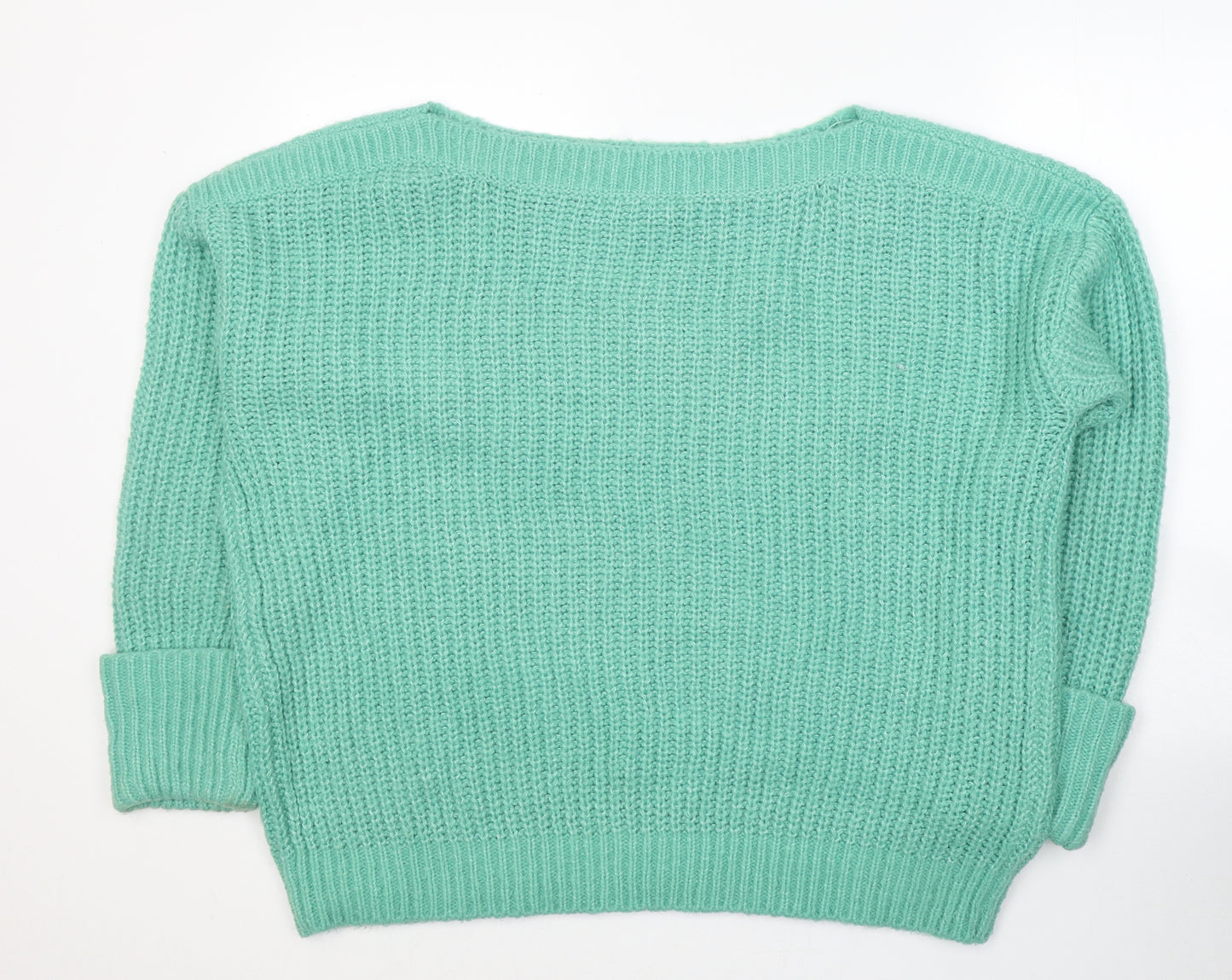 George Womens Green Boat Neck  Acrylic Pullover Jumper Size XL
