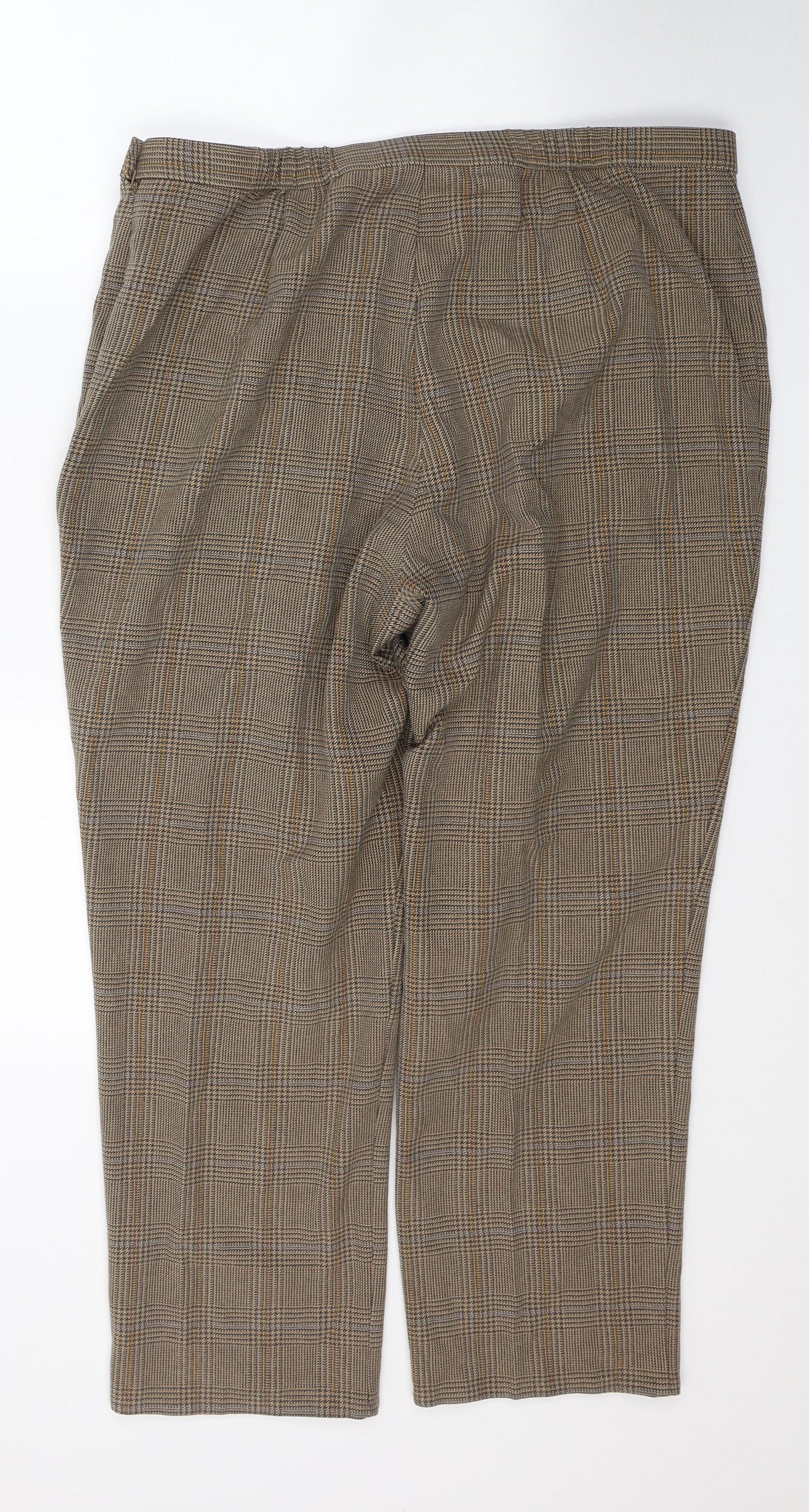 Marks and Spencer Womens Beige Houndstooth Polyester Cropped Trousers Size 20 L26 in Regular Zip