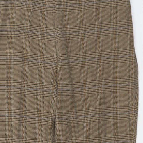 Marks and Spencer Womens Beige Houndstooth Polyester Cropped Trousers Size 20 L26 in Regular Zip