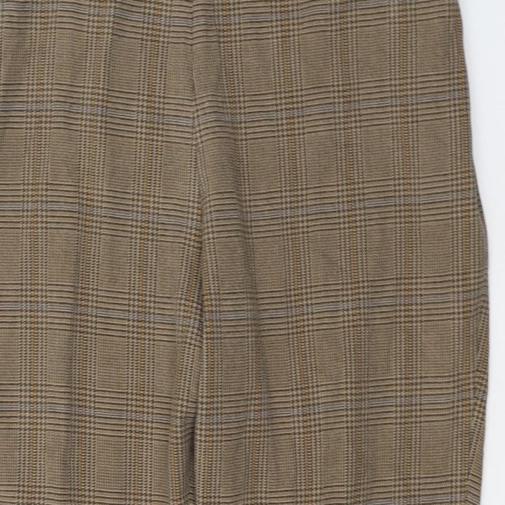Marks and Spencer Womens Beige Houndstooth Polyester Cropped Trousers Size 20 L26 in Regular Zip