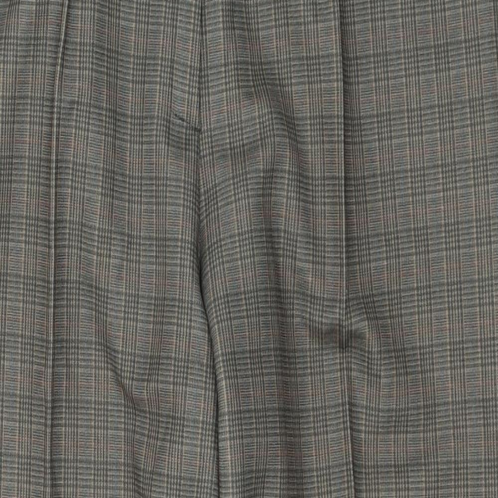 Karelia Womens Green Plaid Polyester Trousers  Size 16 L28 in Regular Button
