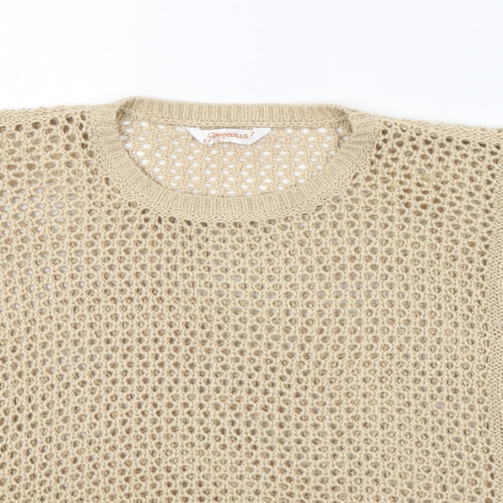 Gorgeous Girls Beige Round Neck  Acrylic Cardigan Jumper Size 6-7 Years  Pullover