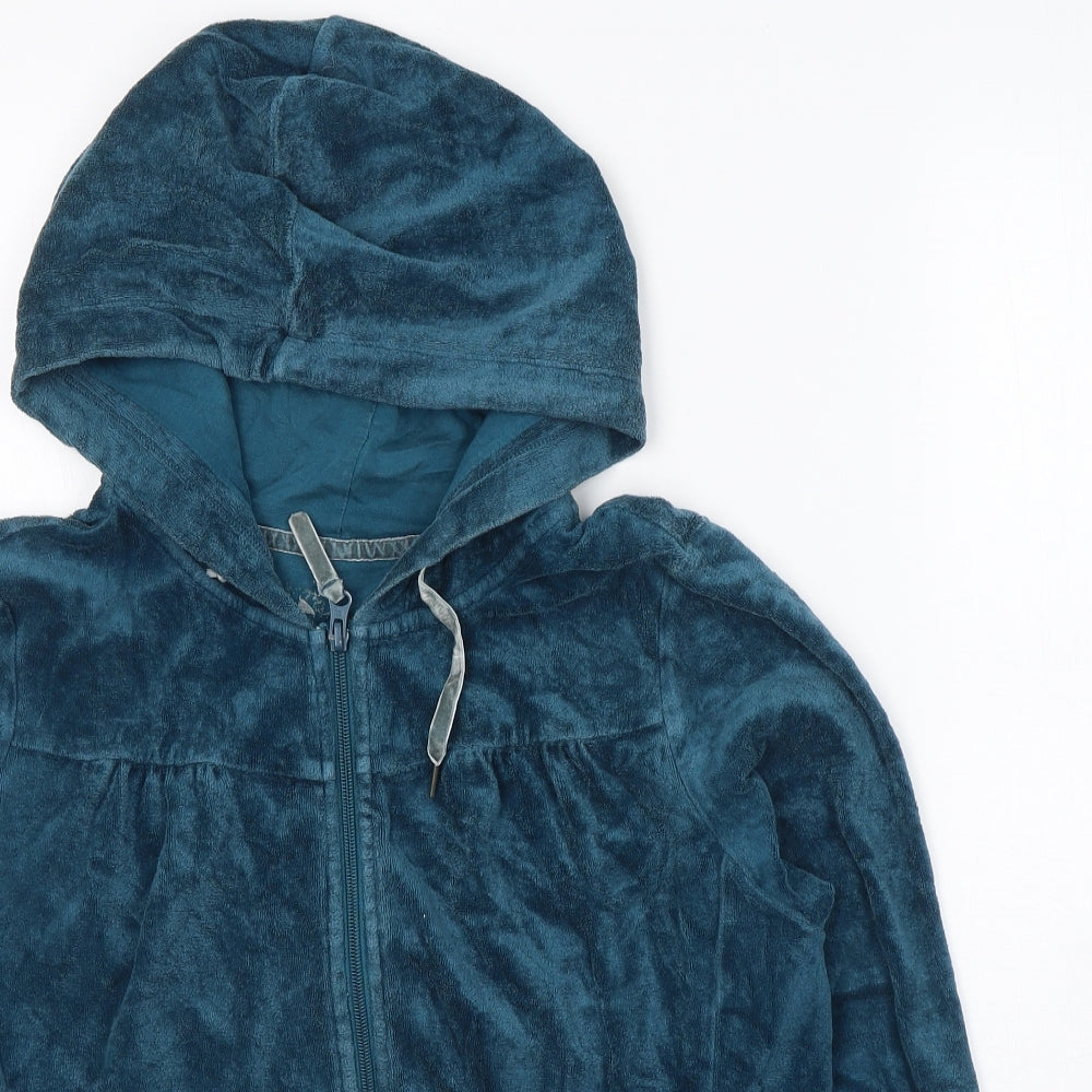 Marks and Spencer Womens Blue  Cotton Full Zip Hoodie Size 18  Zip