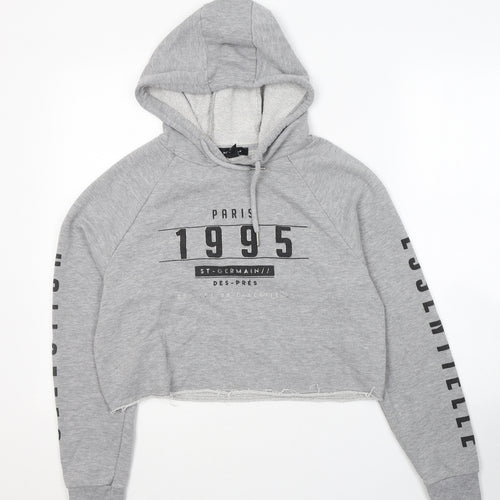 New Look Girls Grey  Cotton Pullover Hoodie Size 10 Years  Pullover - 1995