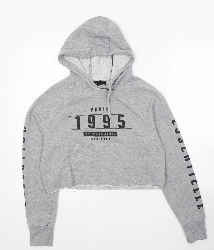 New Look Girls Grey Cotton Pullover Hoodie Size 10 Years Pullover - 1995