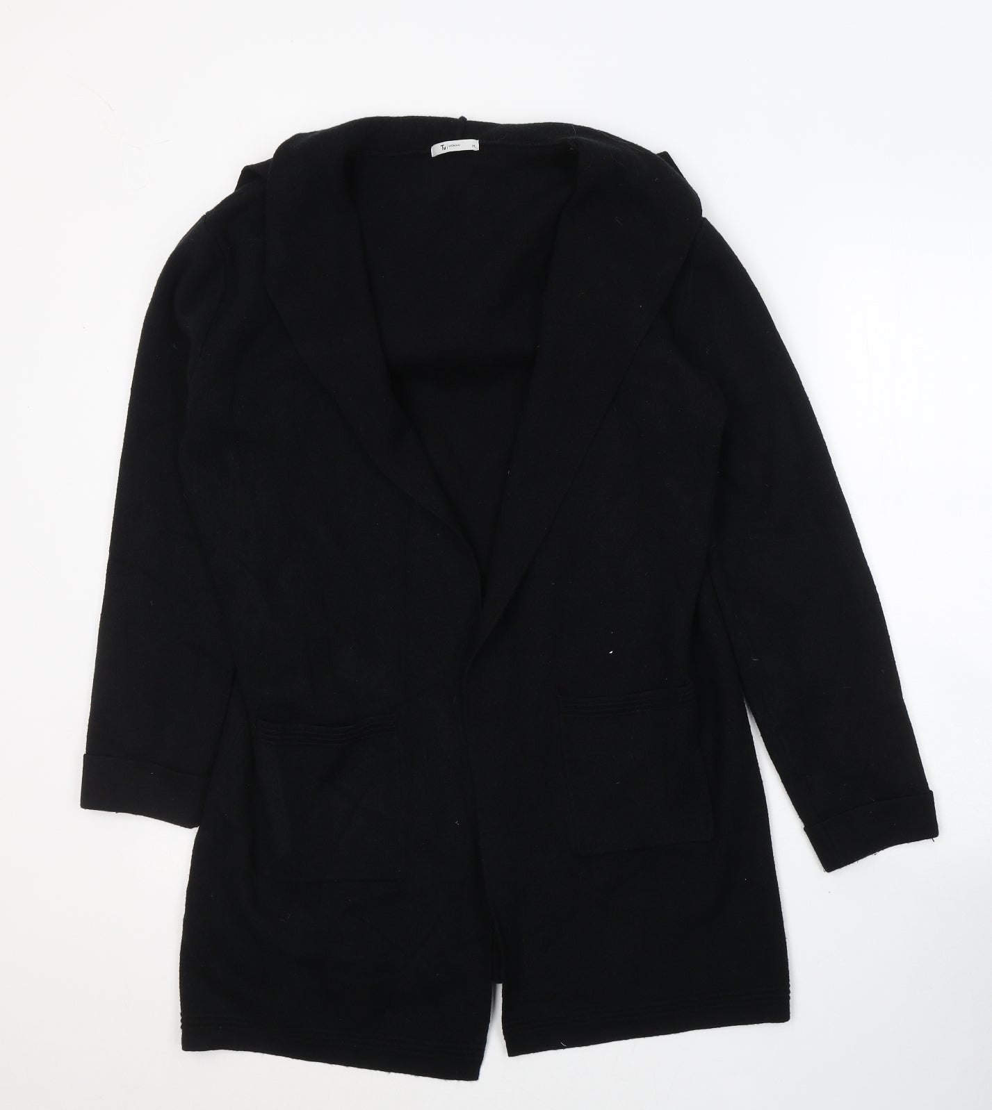 TU Womens Black V-Neck  Viscose Cardigan Jumper Size M