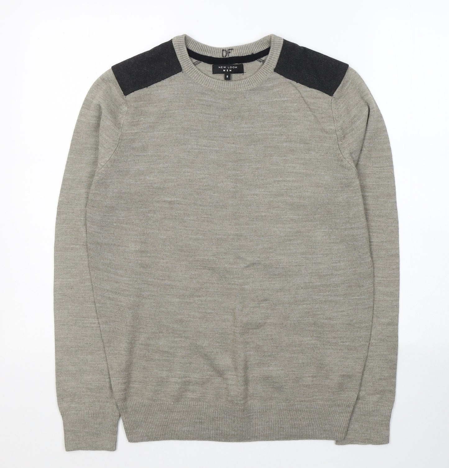 New Look Mens Beige Round Neck  Acrylic Pullover Jumper Size S
