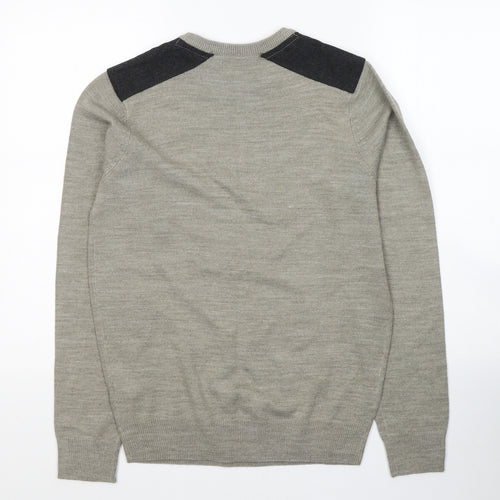 New Look Mens Beige Round Neck  Acrylic Pullover Jumper Size S