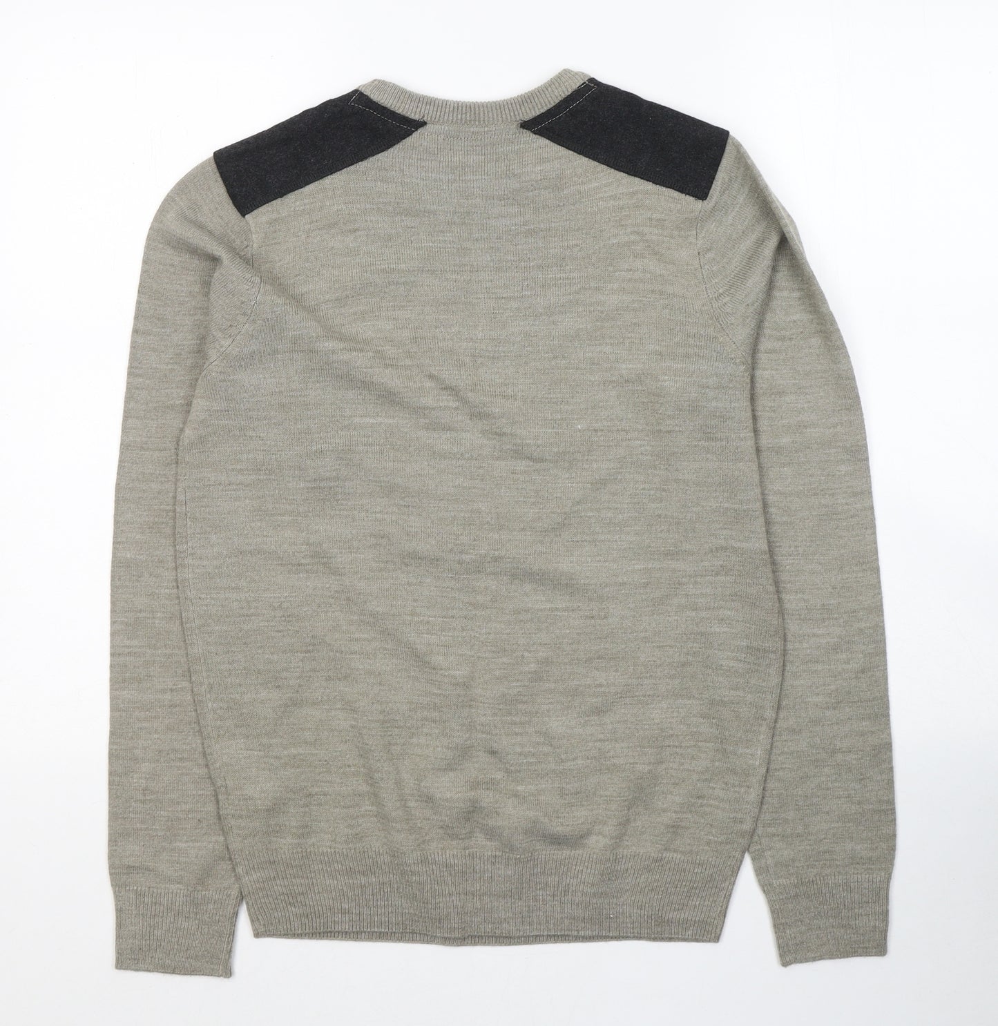 New Look Mens Beige Round Neck  Acrylic Pullover Jumper Size S