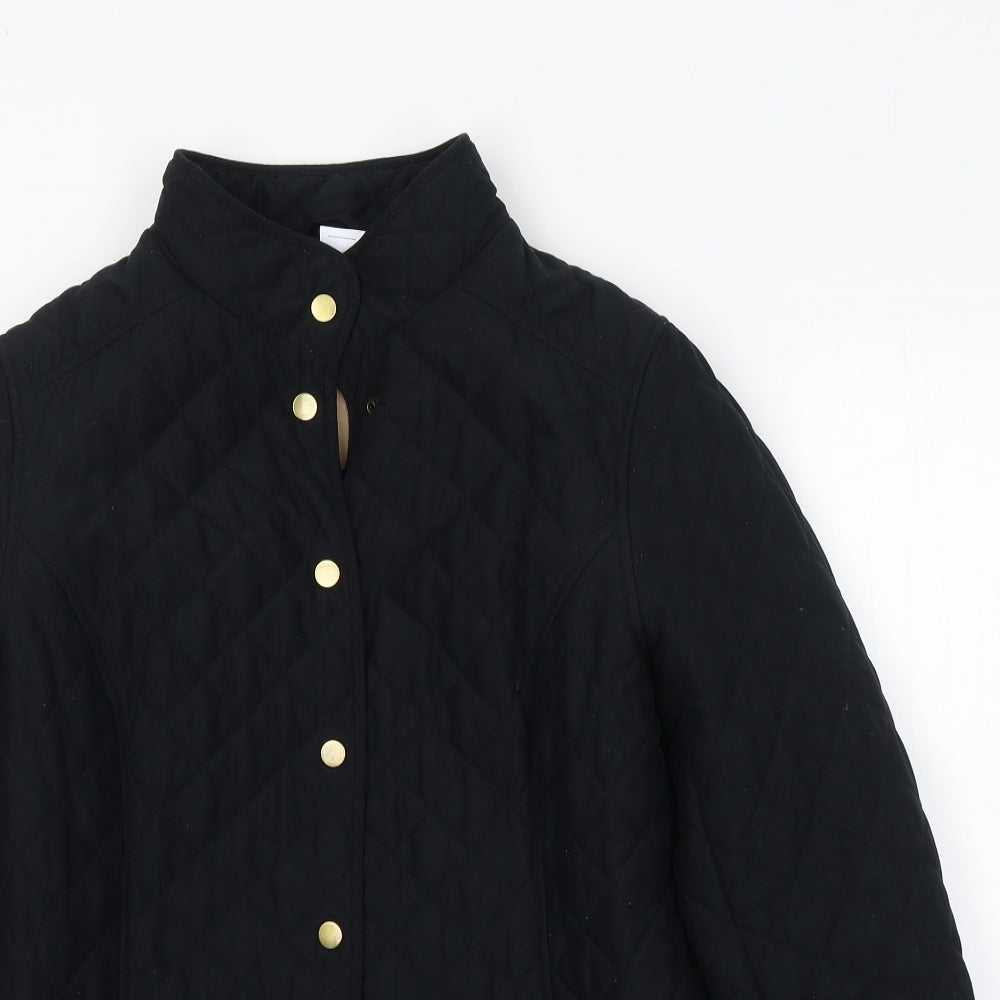 Marks and Spencer Womens Black   Quilted Coat Size 12  Button