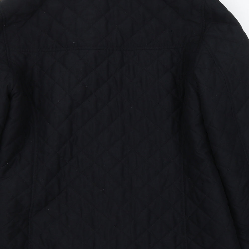 Marks and Spencer Womens Black   Quilted Coat Size 12  Button