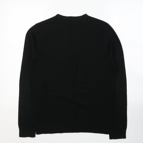 New Look Mens Black V-Neck  Acrylic Pullover Jumper Size S
