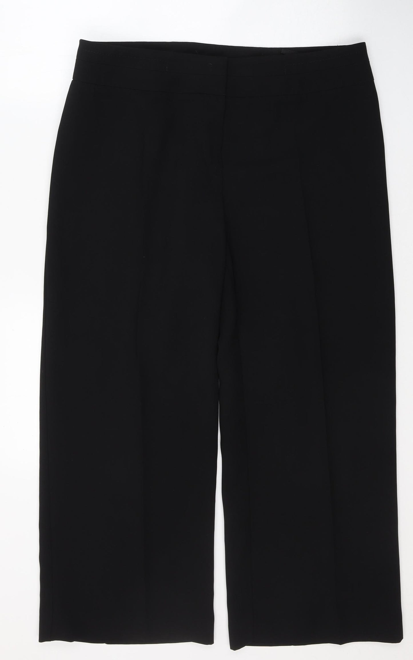 Marks and Spencer Womens Black  Polyester Trousers  Size 16 L26 in Regular Button
