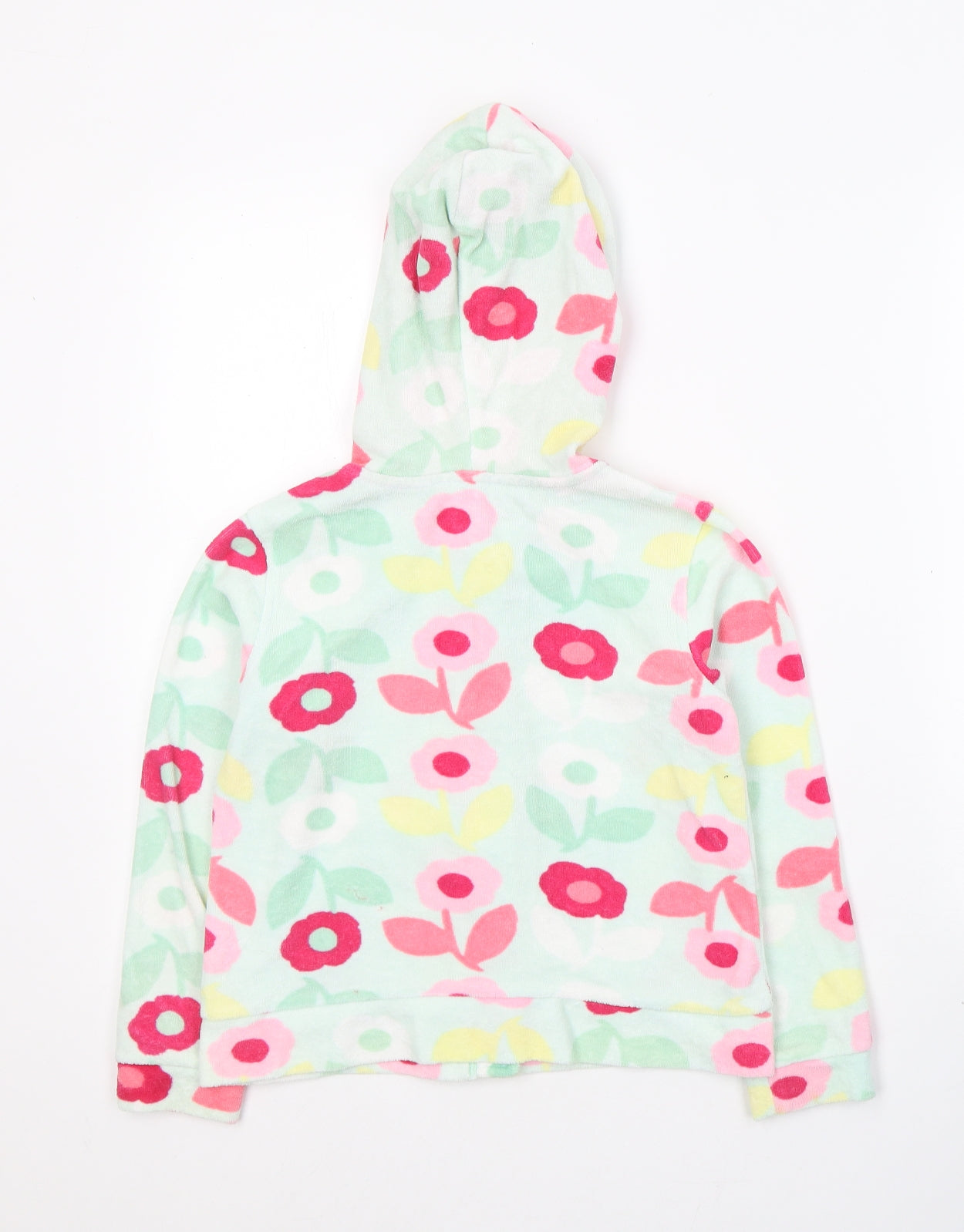 Monsoon Girls Green Floral Cotton Full Zip Hoodie Size 8-9 Years  Zip