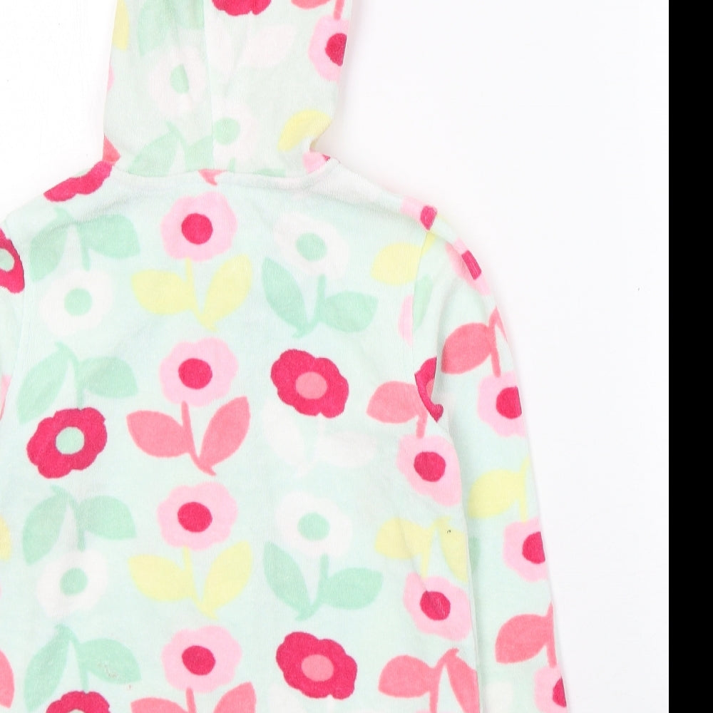 Monsoon Girls Green Floral Cotton Full Zip Hoodie Size 8-9 Years  Zip