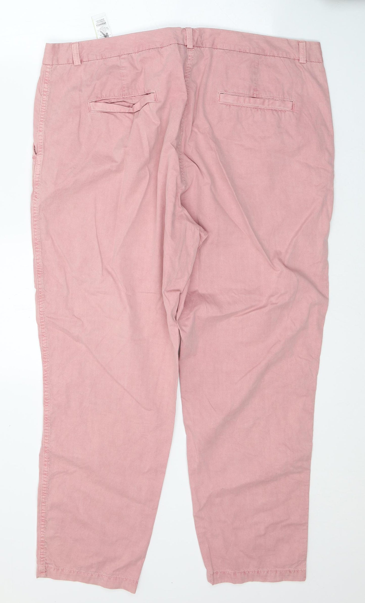 Marks and Spencer Womens Pink  Cotton Trousers  Size 20 L27 in Regular Button
