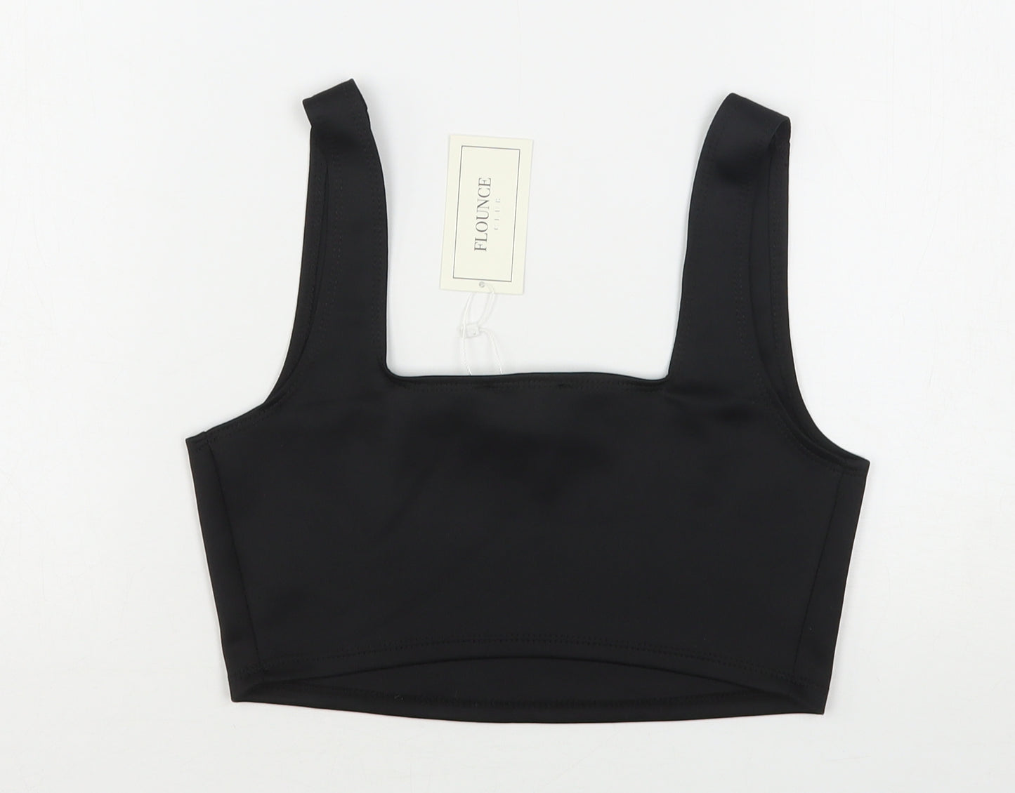 Florence Club Womens Black  Polyester Cropped Tank Size 10 Square Neck