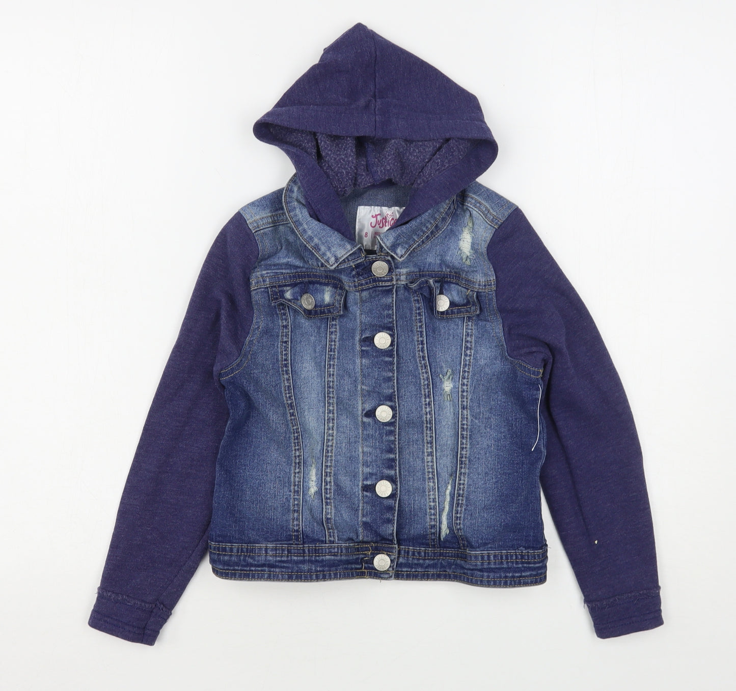 Justice Girls Blue   Jacket  Size 8 Years  Snap