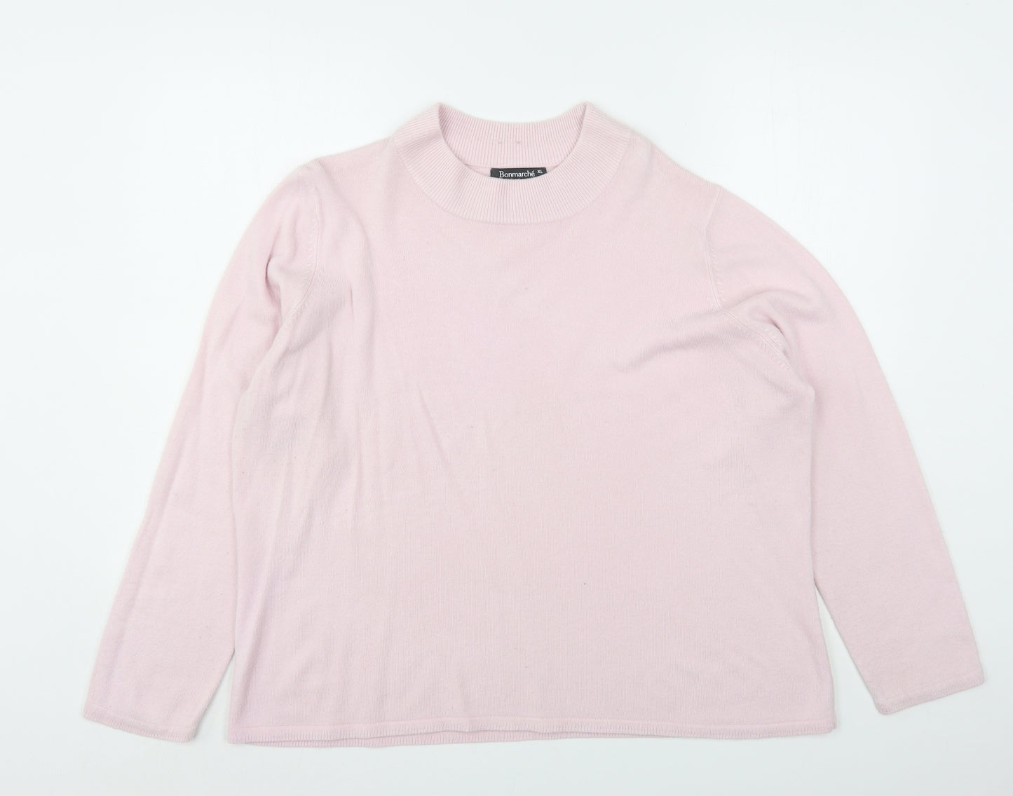 Bonmarché Womens Pink Round Neck  Acrylic Pullover Jumper Size XL