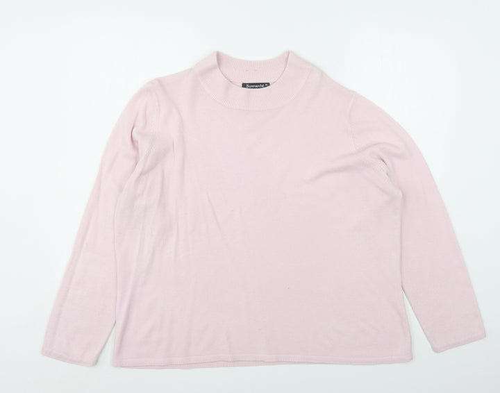 Bonmarché Womens Pink Round Neck  Acrylic Pullover Jumper Size XL