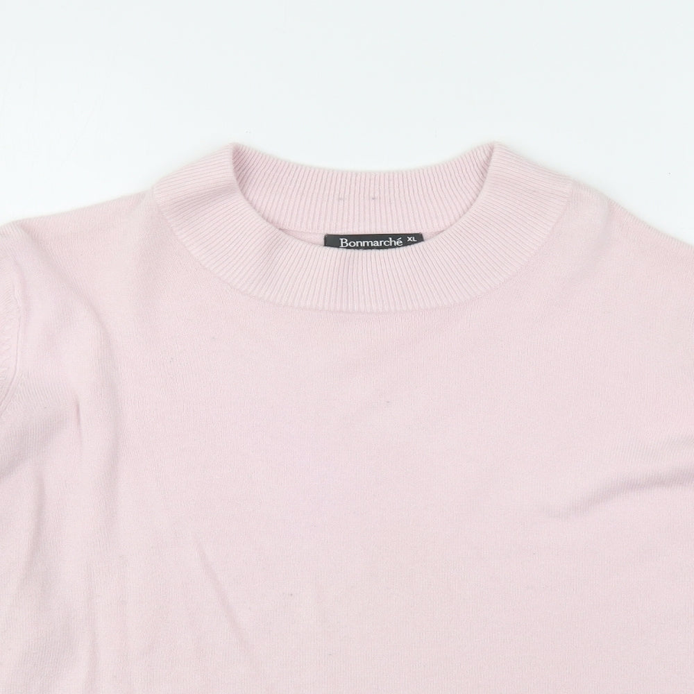 Bonmarché Womens Pink Round Neck  Acrylic Pullover Jumper Size XL