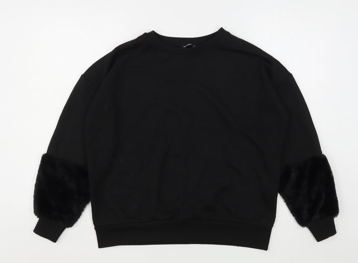 Bershka Womens Black Polyester Pullover Sweatshirt Size S