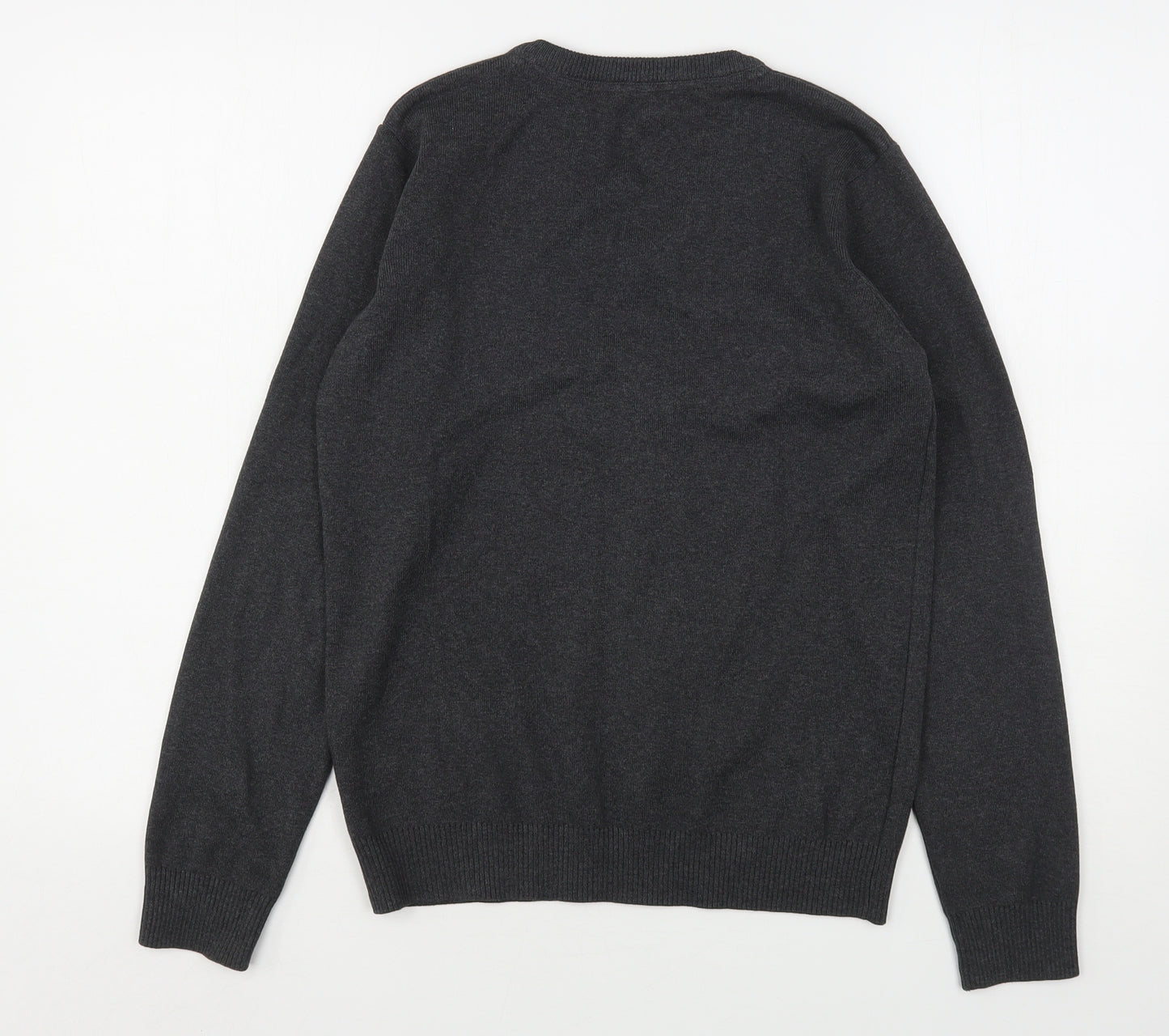 Marks and Spencer Boys Grey V-Neck  Cotton Pullover Jumper Size 13-14 Years   - School Wear