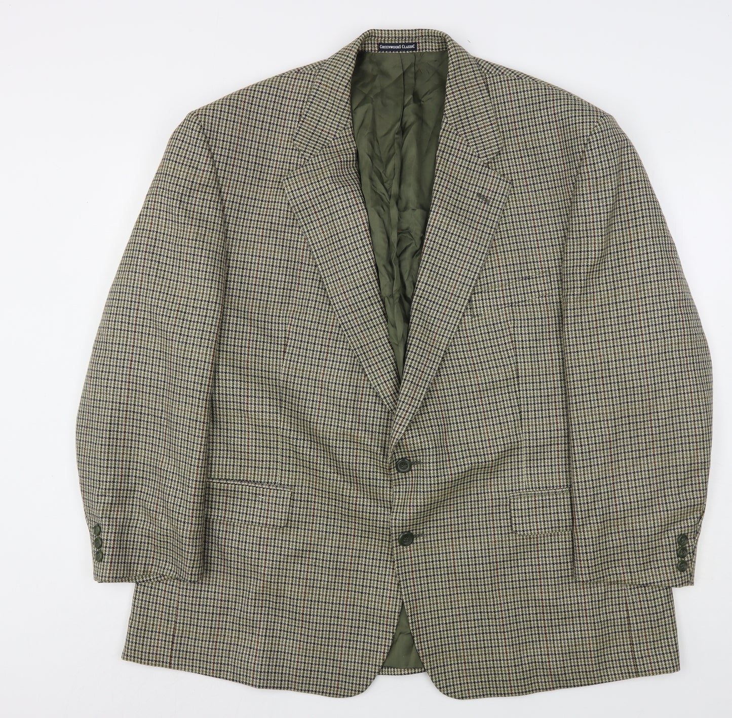 Greenwoods Mens Multicoloured Houndstooth Wool Jacket Suit Jacket Size 50