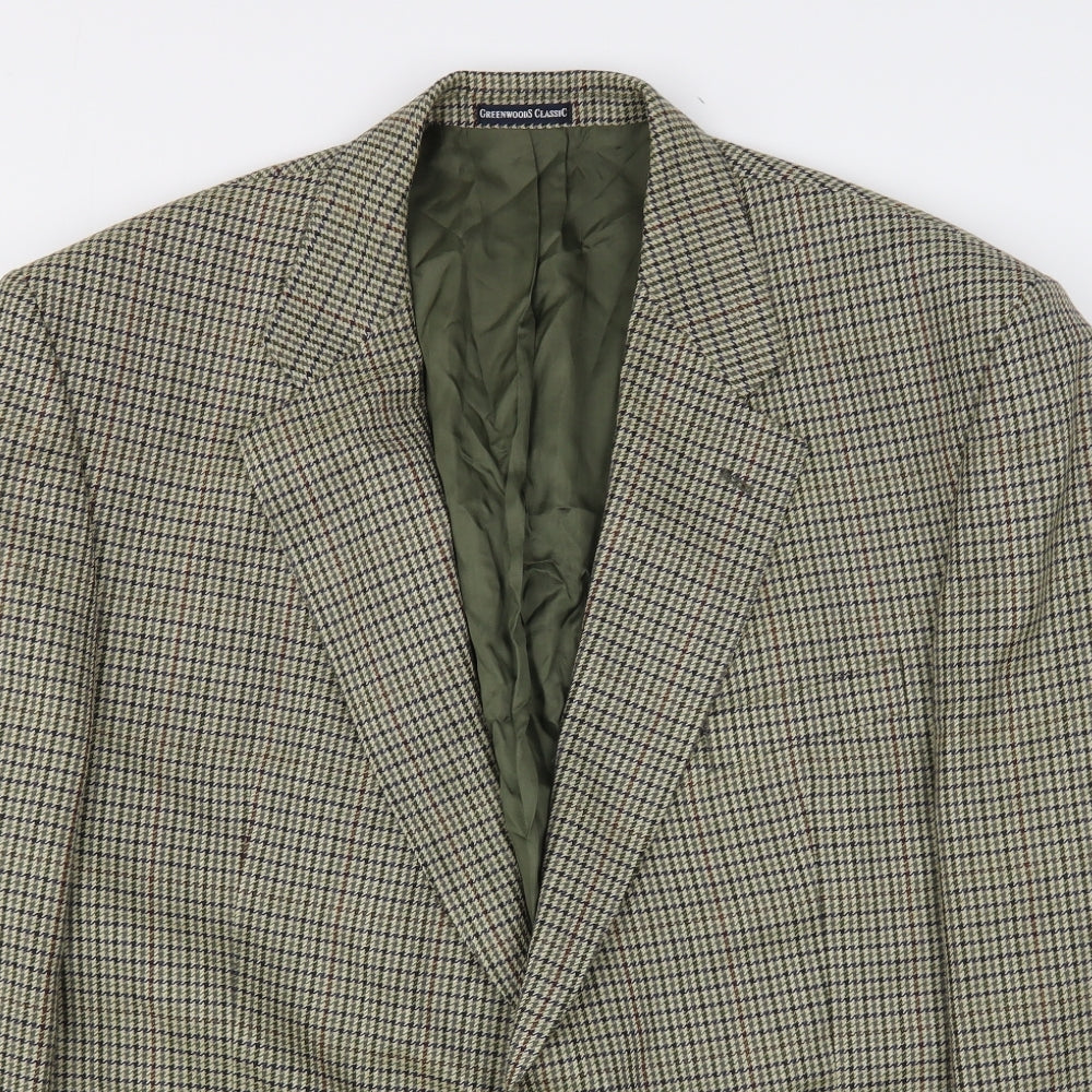 Greenwoods Mens Multicoloured Houndstooth Wool Jacket Suit Jacket Size 50