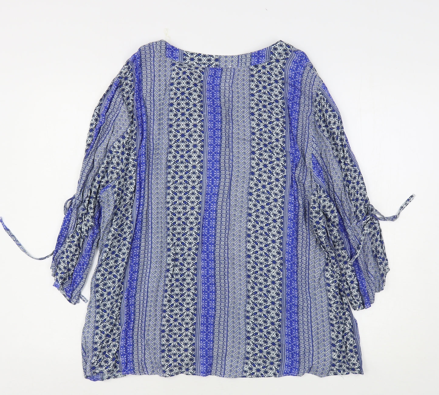 Gerard Womens Blue Floral Viscose Basic Button-Up Size 20 Collared