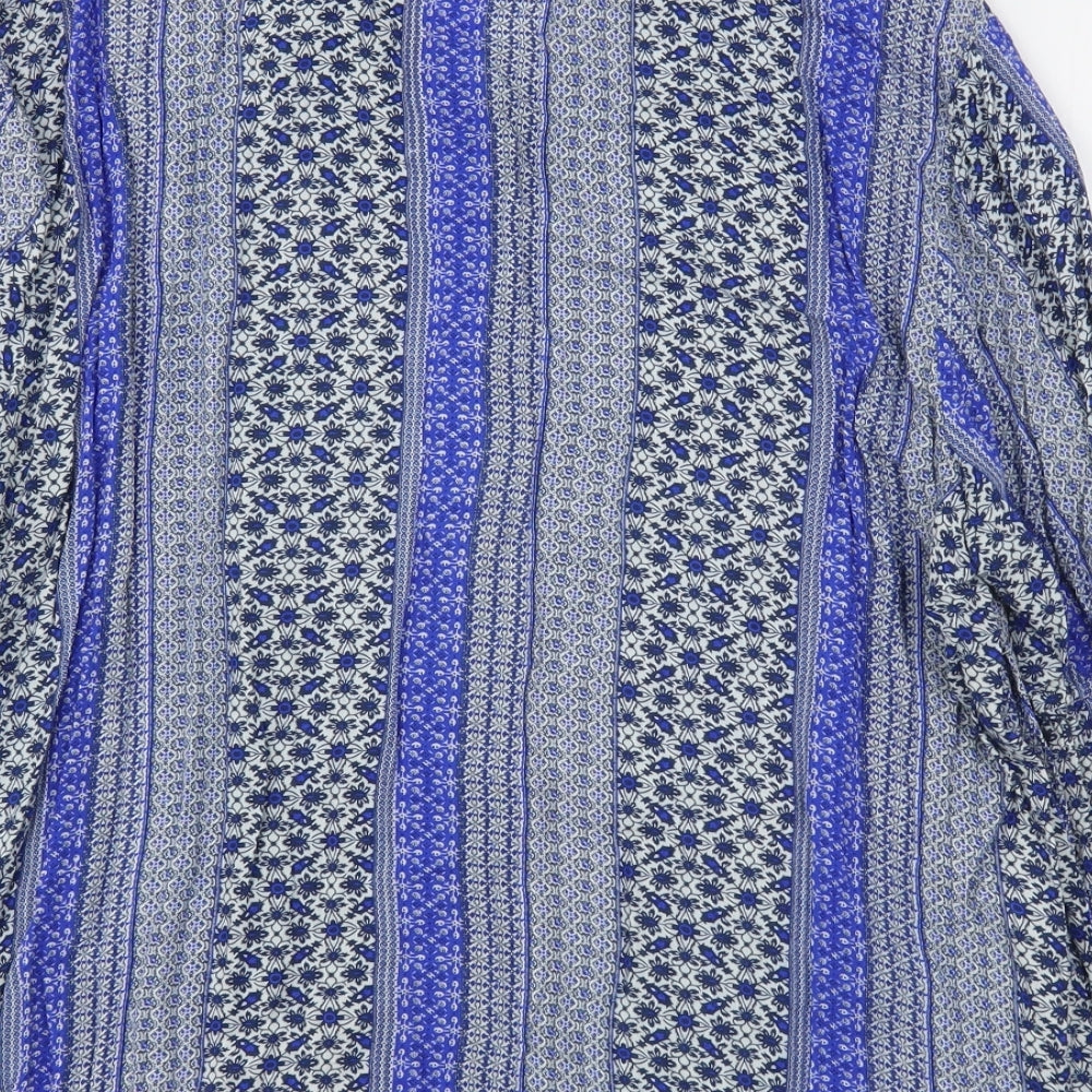 Gerard Womens Blue Floral Viscose Basic Button-Up Size 20 Collared