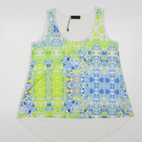 Savida Womens Multicoloured Geometric Polyester Basic Blouse Size 18 Round Neck