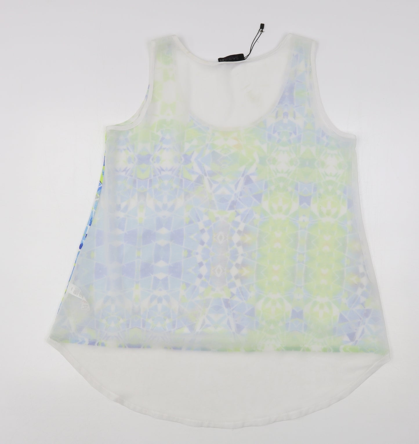 Savida Womens Multicoloured Geometric Polyester Basic Blouse Size 18 Round Neck