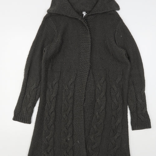 Note Womens Grey Collared  Acrylic Cardigan Jumper Size 12