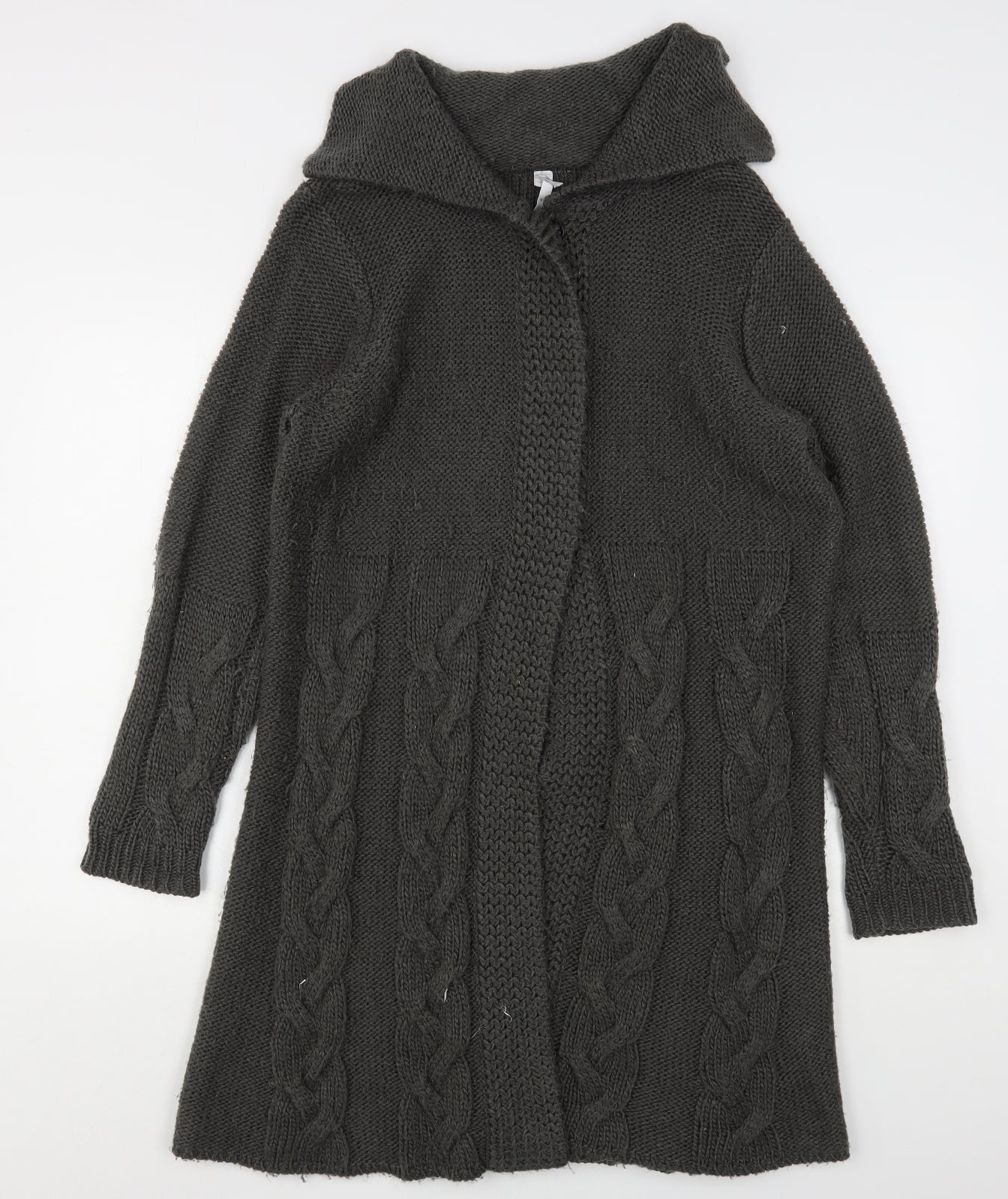Note Womens Grey Collared  Acrylic Cardigan Jumper Size 12