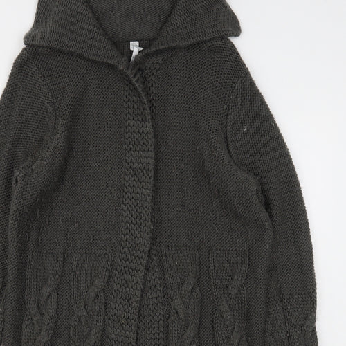 Note Womens Grey Collared  Acrylic Cardigan Jumper Size 12