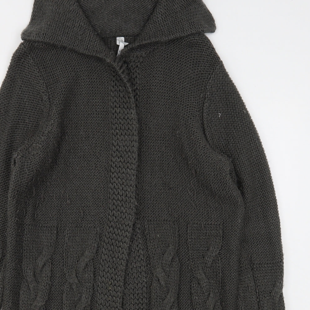 Note Womens Grey Collared  Acrylic Cardigan Jumper Size 12