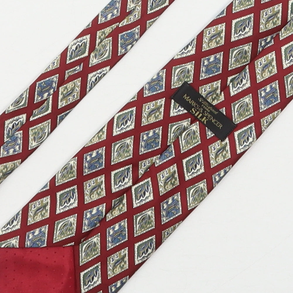 Marks and Spencer Mens Multicoloured Geometric Silk Pointed Tie One Size