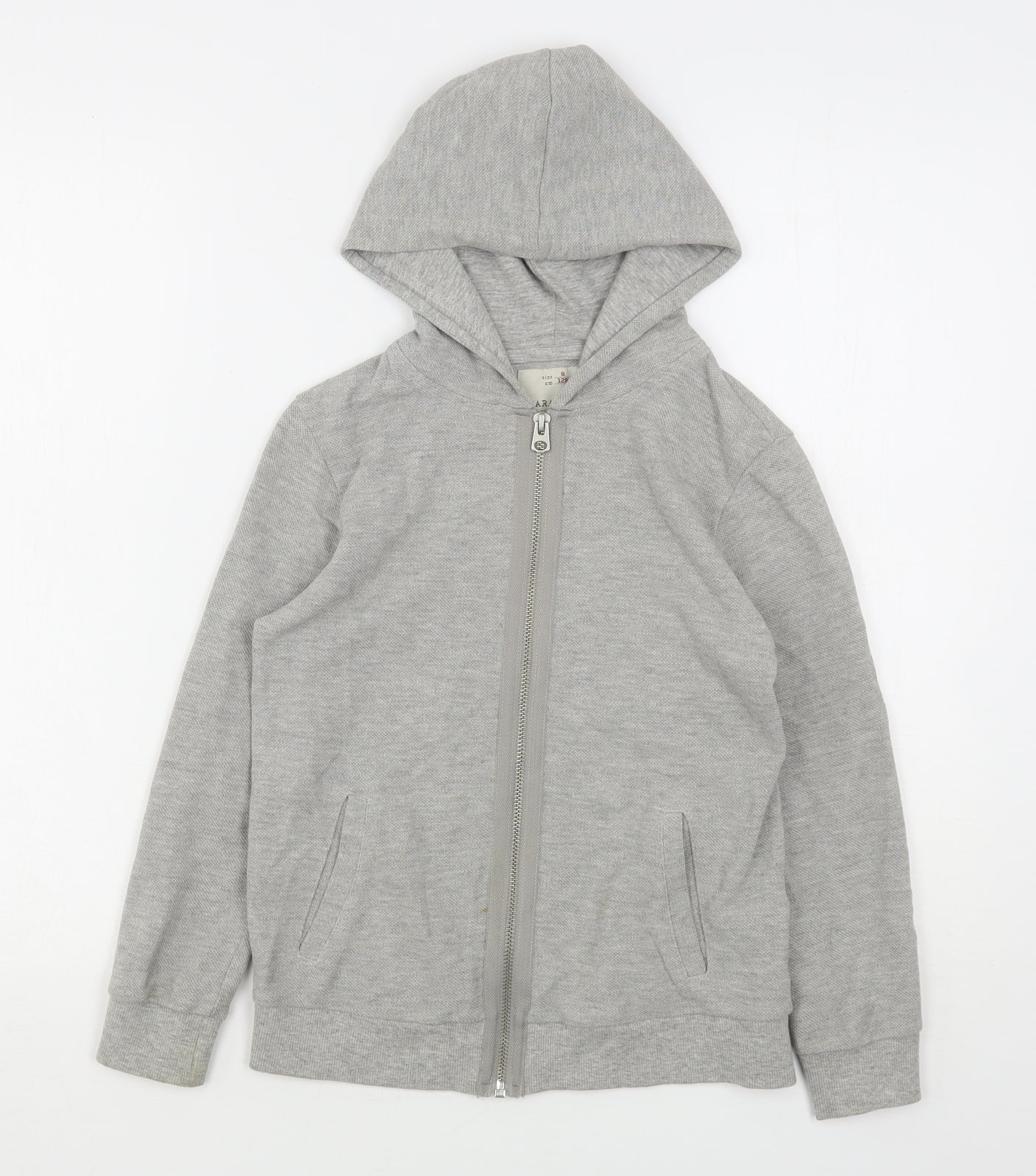 Zara Boys Grey  Cotton Full Zip Hoodie Size 8 Years