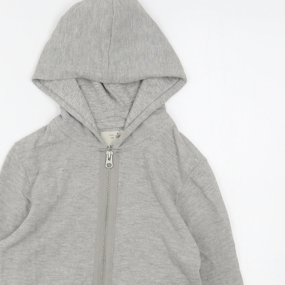 Zara Boys Grey  Cotton Full Zip Hoodie Size 8 Years