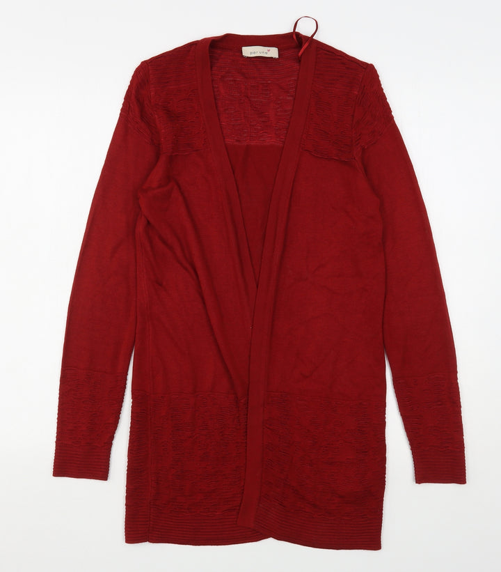 Per Una Womens Red V-Neck Viscose Cardigan Jumper Size 8