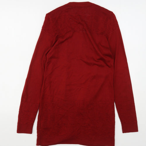 Per Una  Womens Red V-Neck  Viscose Cardigan Jumper Size 8