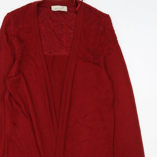 Per Una  Womens Red V-Neck  Viscose Cardigan Jumper Size 8