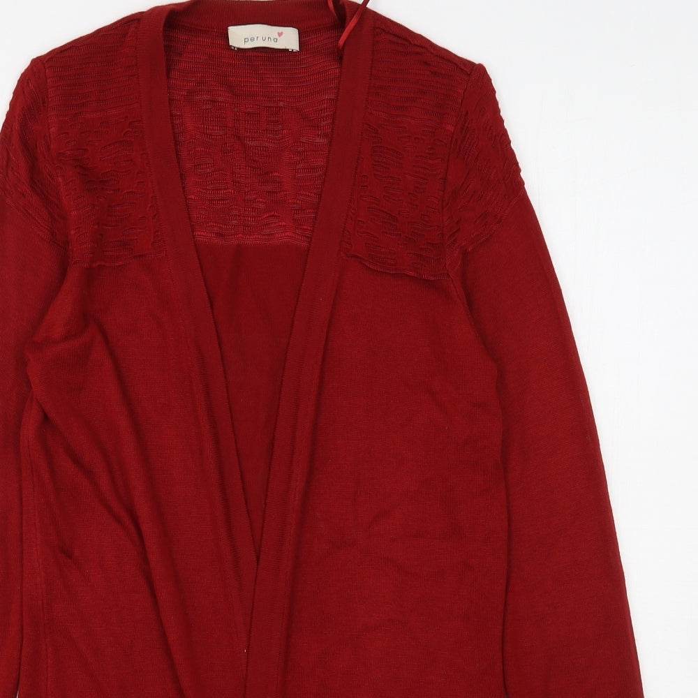 Per Una  Womens Red V-Neck  Viscose Cardigan Jumper Size 8